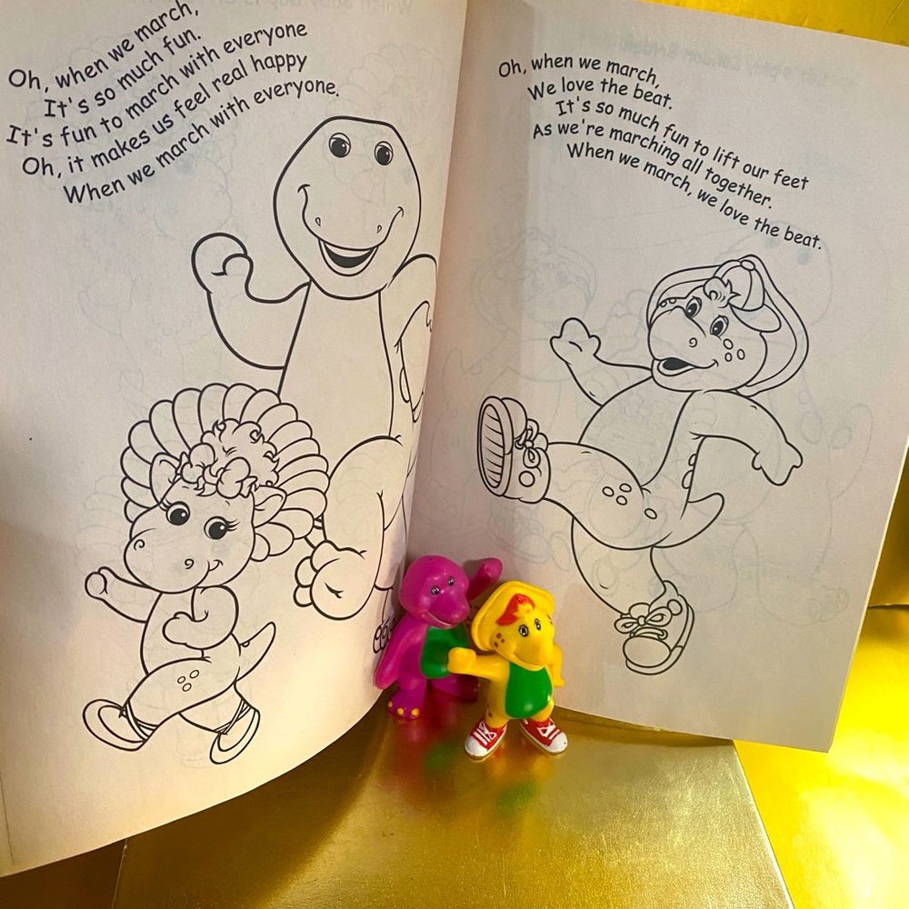 BARNEY THE PURPLE DINOSAUR 90s BUNDLE BJ & BARNEY FIGURES & BARNEY ACTIVITY BOOK - Picture 7 of 8